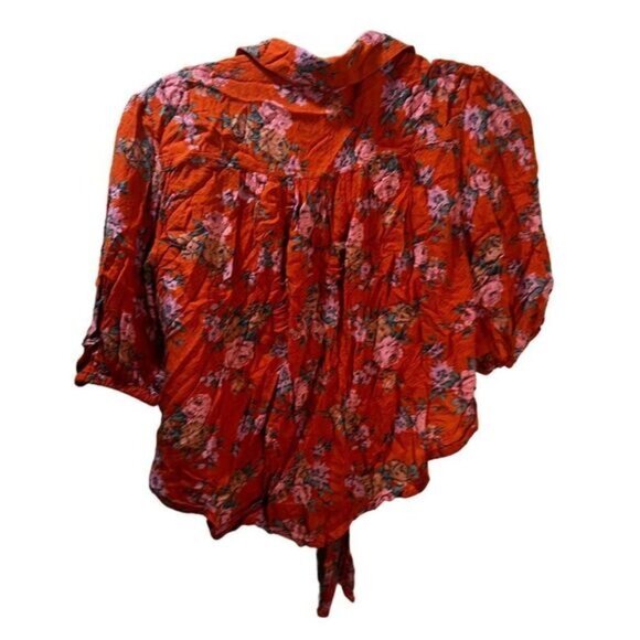Celia Floral Front Tie Blouse FREE PEOPLE XS - Picture 3 of 7